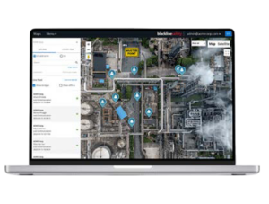 Map of locations on a laptop screen