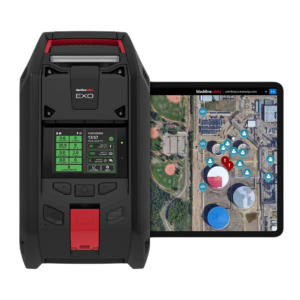 Blackline Safety EXO and tablet showing locations